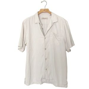 Tommy Bahama Silk Neutral Textured Button Up Short Sleeve Shirt L
